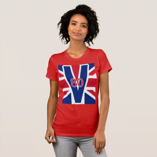 T-shirt V 80 avec Union Jack Arrière - plan VE Day UK (Devant entier)