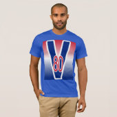 T-shirt V 80 Avec Victoire Arrière - plan Rouge Blanc Bleu (Devant entier)