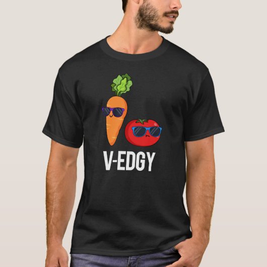 T-shirt V-Edgy Funny Veggie Pun Dark BG (Devant)