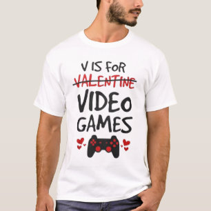 T-shirt V est pour Jeux Vidéo tee, Saint Valentin