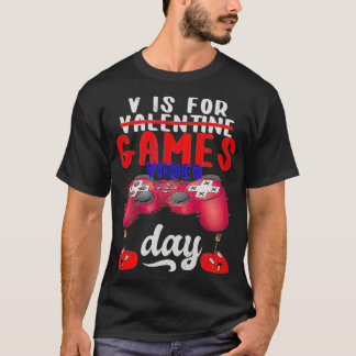 T-shirt V Est Pour Jeux Vidéos Funny Valentines Joueur Jou