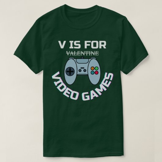 T-shirt V est pour les jeux vidéo (Design devant)