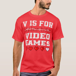 T-shirt V est pour les jeux vidéo amusant la Saint Valenti