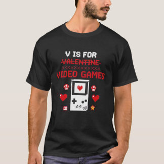 T-shirt V est pour les jeux vidéo | Valen joueur retro pix