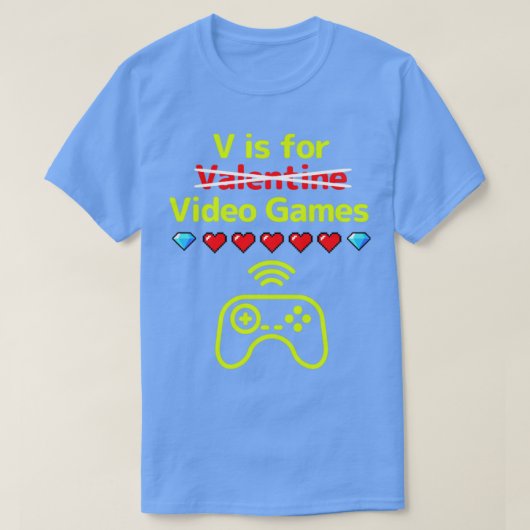T-shirt V est pour Video Game Funny Valentines Day Gamer G (Design devant)