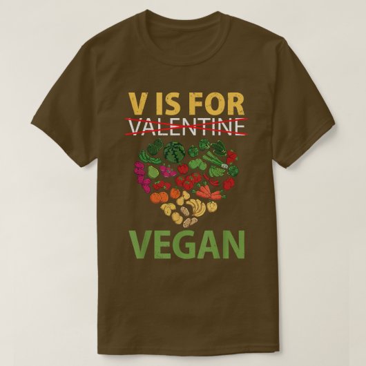T-shirt V Is For Vegan Funny Vegetarian Saint Valentines D (Design devant)