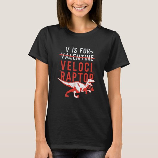 T-shirt V is for Velociraptor Boys Dino Valentines Day (Devant)