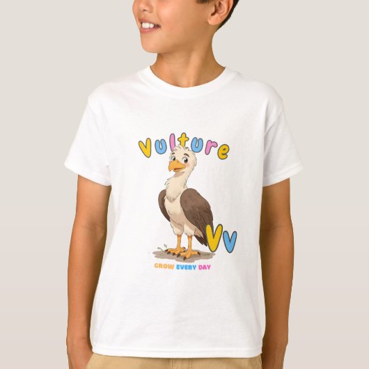 T-shirt “V is for Vulture” Alphabet Tee – Grow Every Day (Devant)