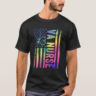 T-shirt VA Nurse Tie Dye Colorée drapeau américain Patriot