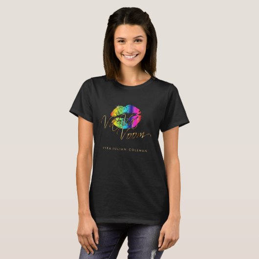 T-shirt Va Va Voom - Lèvres arc-en-ciel (Devant entier)