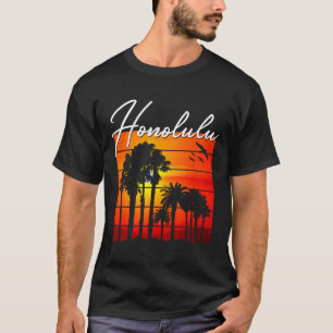 T-shirt Vacances à Honolulu Souvenir Hawaï Coucher de sole