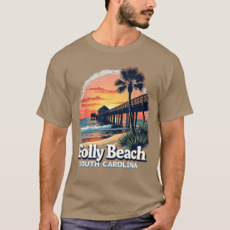 T-shirt Vacances à la plage de Folly Beach au coucher du s