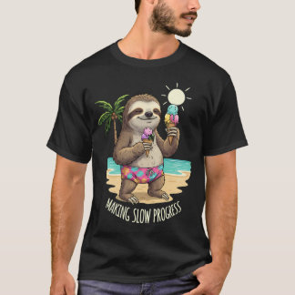 T-shirt Vacances à la plage "Faire des progrès lents" avec