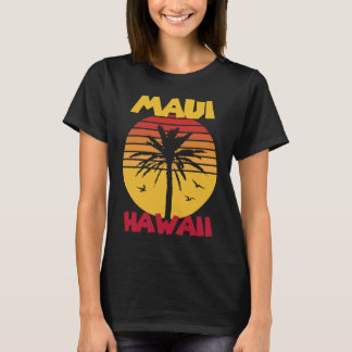 T-shirt Vacances à Maui Hawaï Palmiers Plage Océan Surf