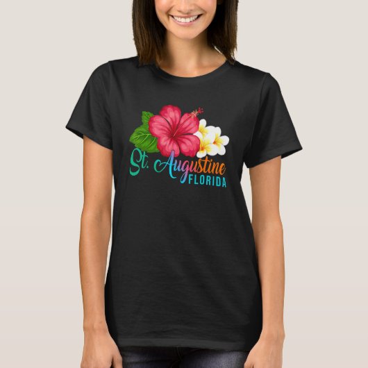 T-shirt Vacances à St Augustine Floride Hibiscus Tropical (Devant)