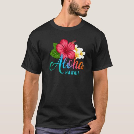 T-shirt Vacances Aloha Avec Hibiscus Tropical Hawaiien Flo (Devant)
