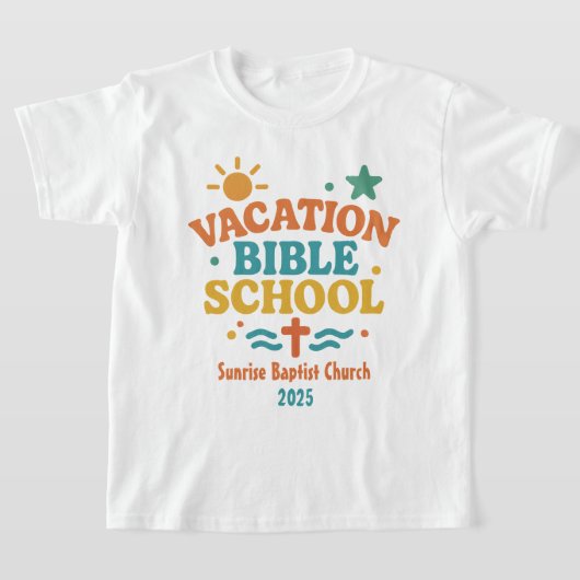 T-shirt Vacances amusantes Bible School VBS Eglise Nom et (Poser)