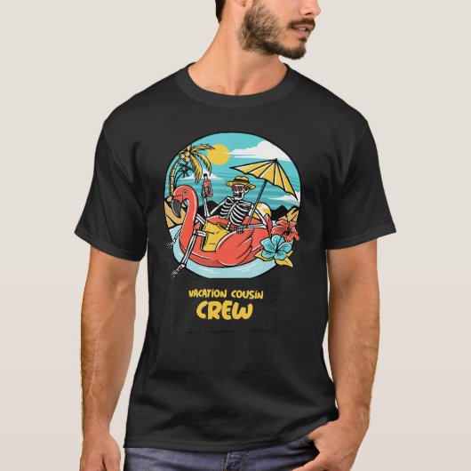 T-shirt Vacances Cousin Crew Cool Squelette Sur L'Été B (Devant)