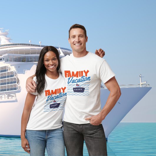 T-shirt Vacances croisière en famille Orange/Bleu