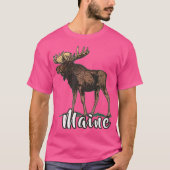 T-shirt Vacances dans le Maine Forêt Faune Moose Camping R (Devant)