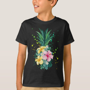 T-shirt Vacances d'art de l'ananas à fleur d'Hawaï