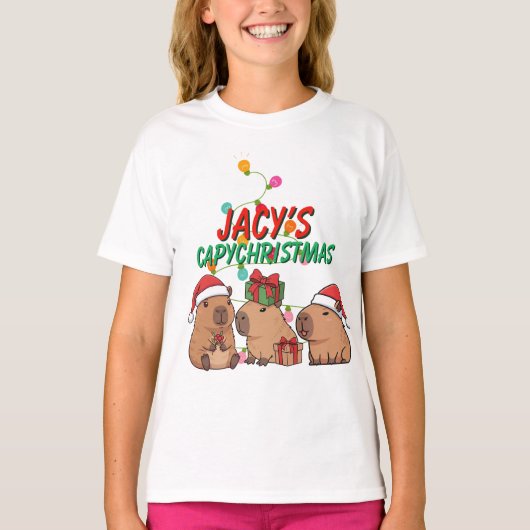 T-shirt Vacances de Noël du capybara (Devant)