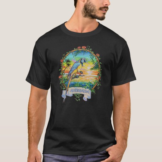 T-shirt Vacances de perroquets tropicaux Vintages Anegada  (Devant)