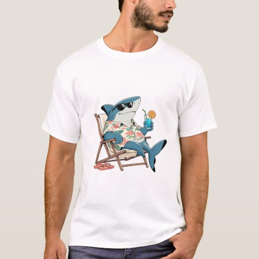 T-shirt Vacances de requin drôle (Devant)