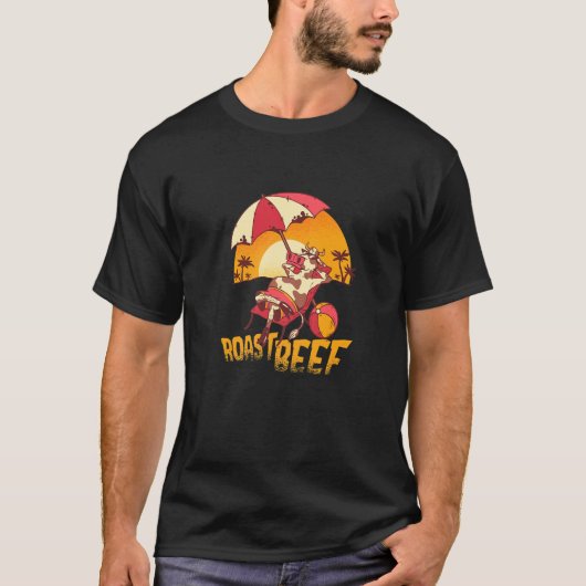 T-shirt Vacances d'été de la vache de boeuf rôti de viande (Devant)