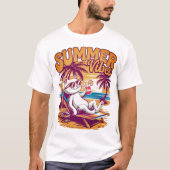 T-shirt Vacances d'été en chat cool (Devant)