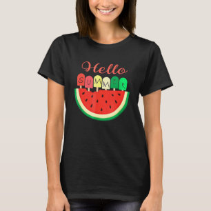 T-shirt Vacances d'été Ice Popsicle Watermelon Hello Sum