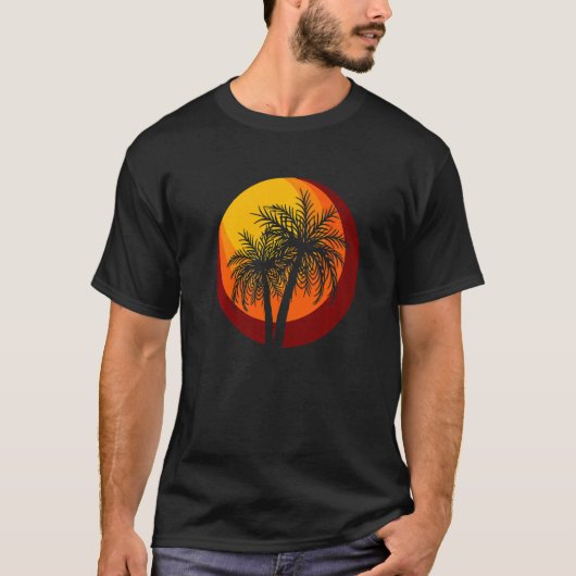 T-shirt Vacances d'été Plage Palm Trees Style Rétro Tropi (Devant)