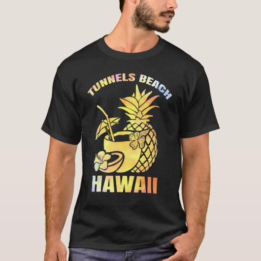 T-shirt Vacances d'été Retro Sunset Hawaii Tunnels Beach (Devant)