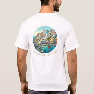 T-shirt vacances d'été Santorini Grèce "coucher de soleil
