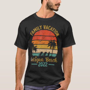 T-shirt Vacances en famille 2022 Palm Tree Vintage Antigua