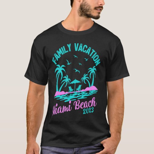 T-shirt Vacances en famille 2023 Floride Miami Beach (Devant)