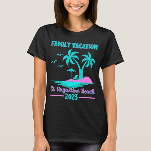 T-shirt Vacances en famille 2023 Palm Tree Floride St Augu (Devant)