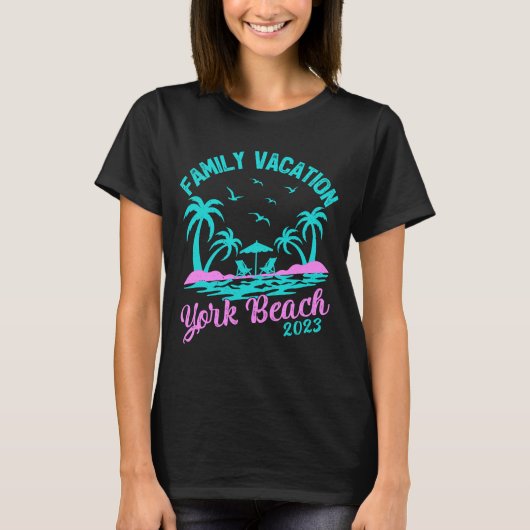 T-shirt Vacances en famille 2023 York Beach (Devant)