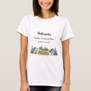T-shirt Vacances en famille bois forêt animaux cerfs
