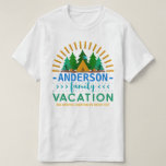 T-shirt Vacances en famille Camping Voyage | Nom personnal<br><div class="desc">Ce t-shirt de vacances familial unique avec des oeuvres d'art originales est parfait pour votre voyage d'été en famille. Le texte dit : "[Votre nom] Vacances familiales" avec une chambre en bas pour votre emplacement de camping ou un slogan familial. Il a un motif de rayon de soleil en orange...</div>
