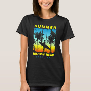 T-shirt Vacances en famille Carolina Hilton Head Sunset Be