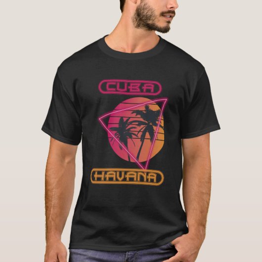 T-shirt Vacances en famille Cuba Havana Palm tree Plage Oc (Devant)