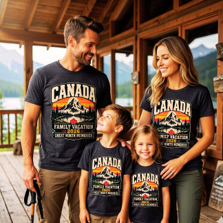 T-shirt Vacances en famille vintage Canada 2026 Grand Nord