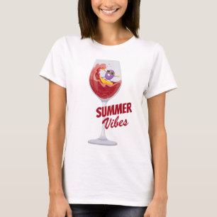 T-shirt Vacances été amusante Vibes Vin et Olive Beach