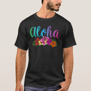 T-shirt Vacances été Cute Hibiscus Fleur Hawaii Aloha