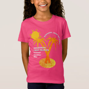 T-Shirt Vacances été rose mignonne Famille Réunion Filles