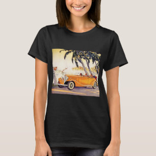T-shirt Vacances familiales vintage dans une voiture décap
