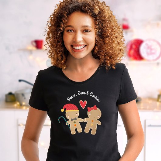 T-shirt Vacances Gingerbread Garçon Fille Peace Love Cooki