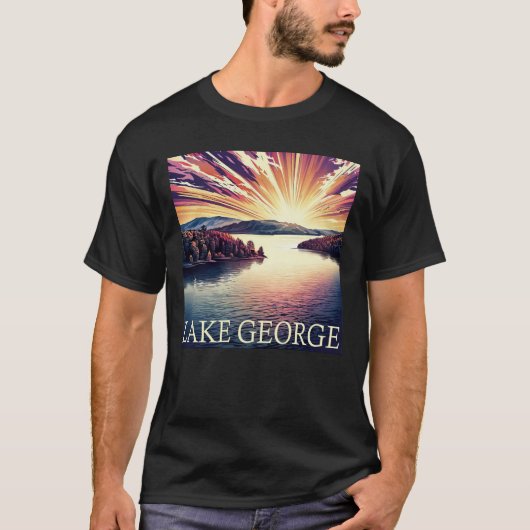 T-shirt Vacances New York Lake George Serif Design (Devant)