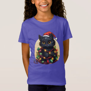T-Shirt Vacances père Noël Cat Lights